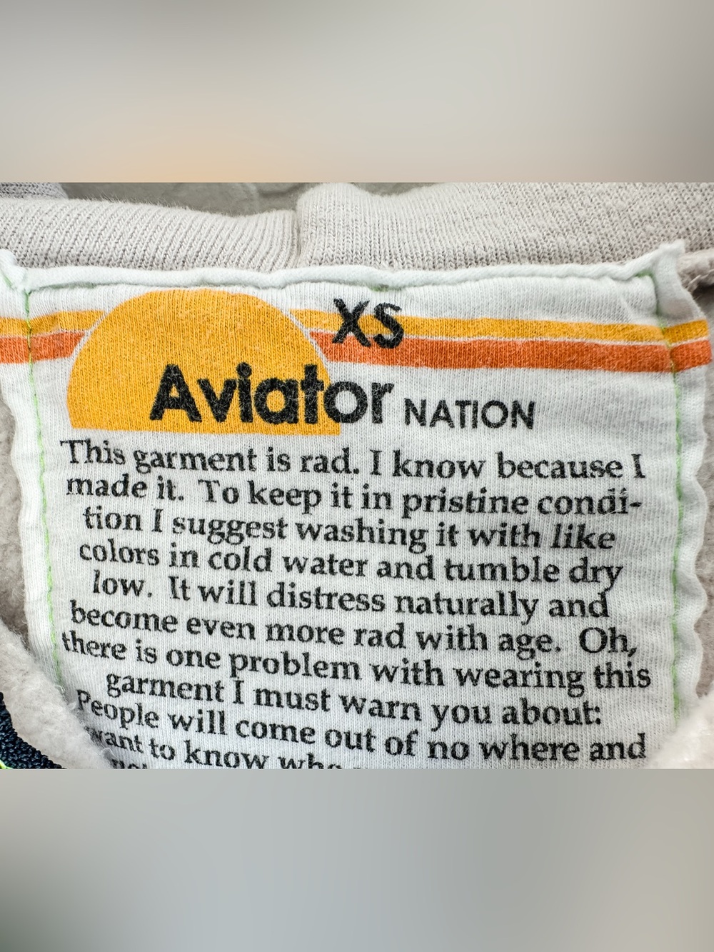 Aviator Nation Sunset Patch Cropped Zip Hoodie Vintage White Womens - XSmall - Picture 5 of 13